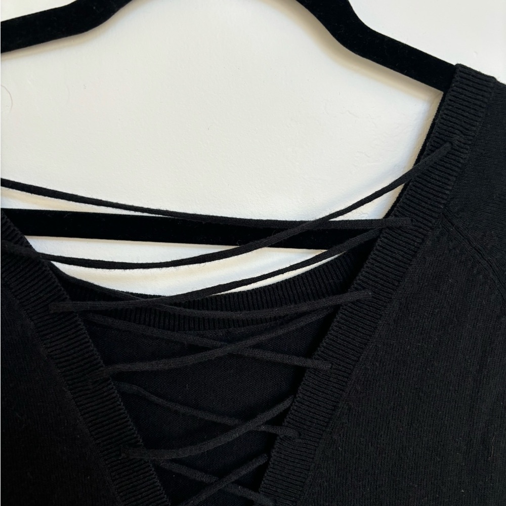 Express Circle Sweater with Lace Up Back